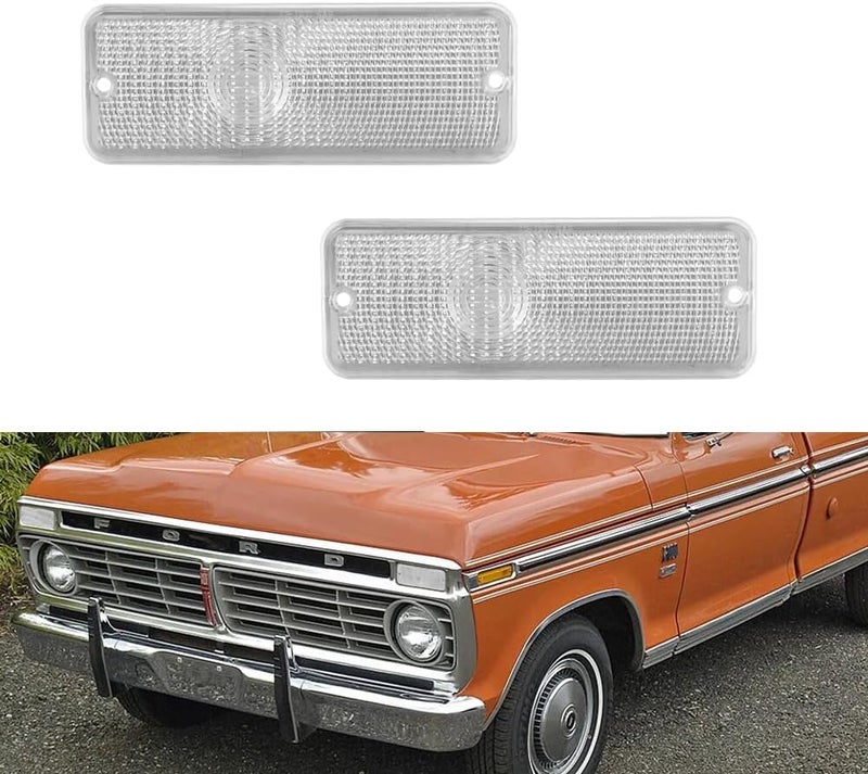 Tonsya For 1974 1975 1976 1977 Ford F-100 F100 Front Bumper Signal Side Marker housing Clear Lens D5TZ13200A 906-55-22-04 - Image 1